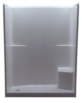 SED360-34 L SALO WHT THREE-PIECE, 60&quot; SHOWER, 35&quot;