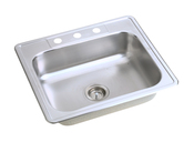 D125223 25 X 22 SGL BOWL SINK  6 1/2&quot; DEEP 22GA 3 HOLE