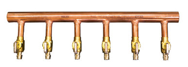 1&quot; X 1/2&quot; COPPER MANIFOLD WITH ASSEMBLED 1/2&quot; PEX BALL