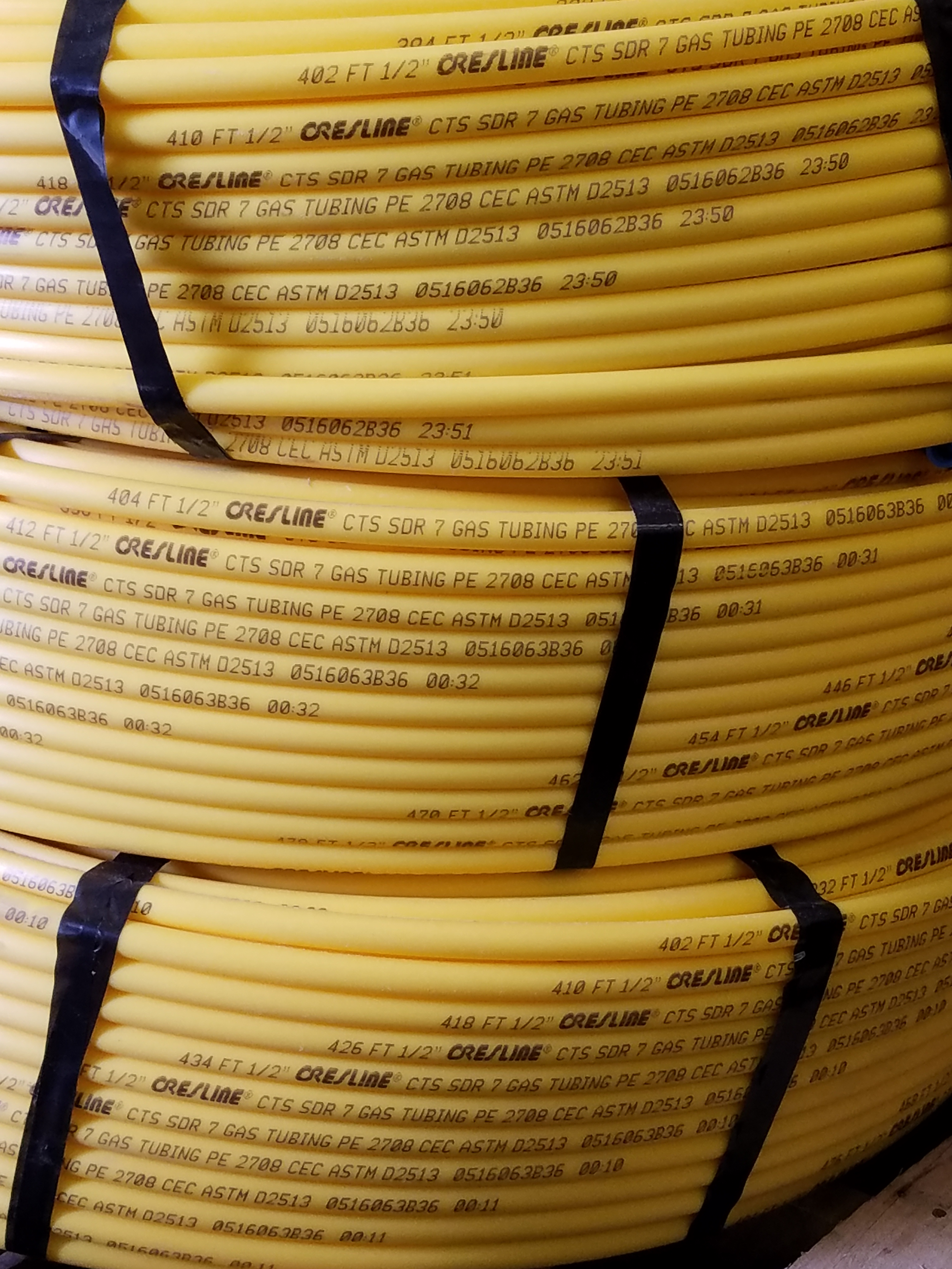 1/2&quot; X 150&#39; CTS PE YELLOW GAS  PIPE SDR7