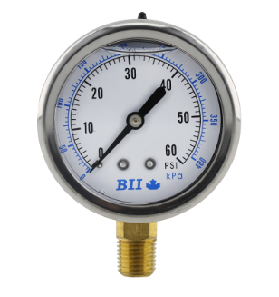 S100-242 LIQUID FILLED GAUGE 0-60 PSI 1/4 LM 2 1/2 FACE